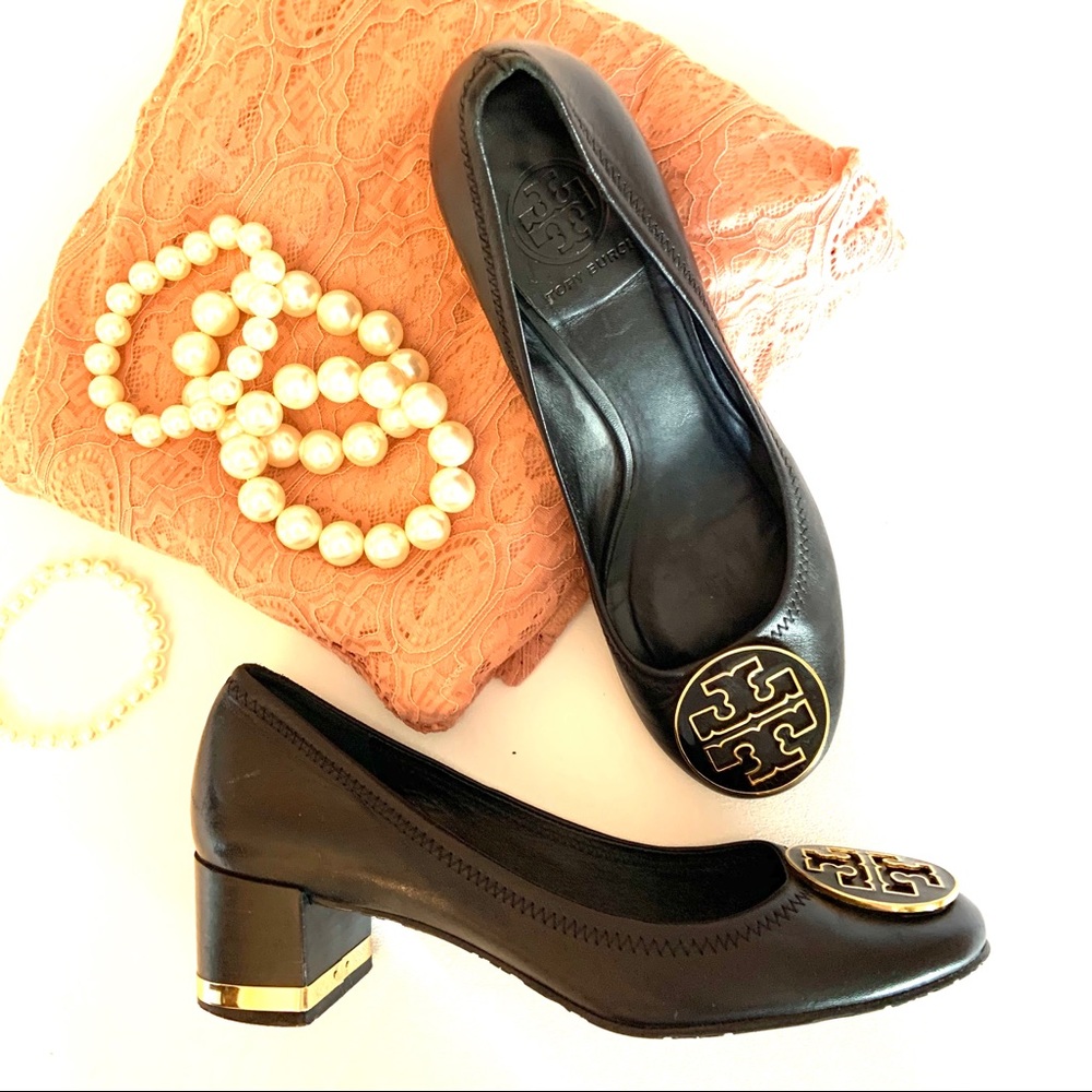 Tory Burch Black square heels size 9